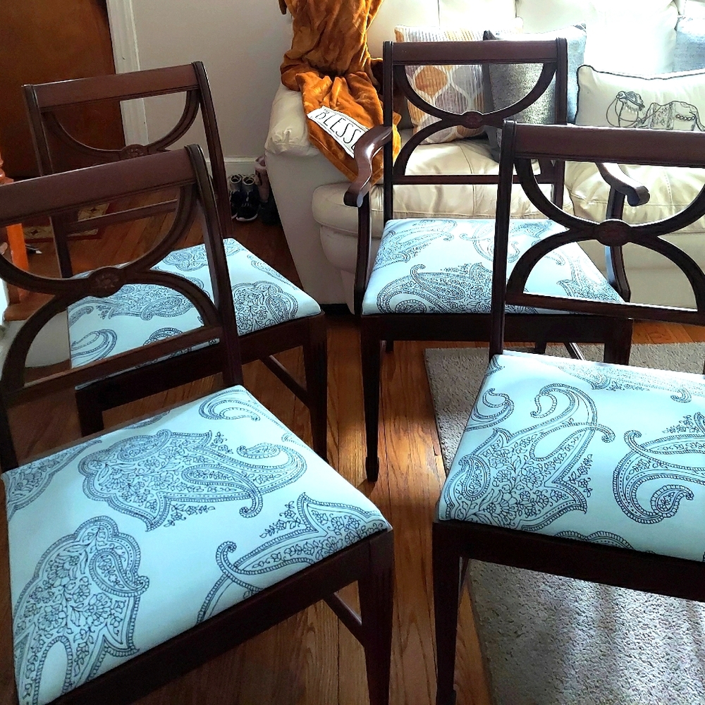 4 Antique Reupholstery dining room chairs